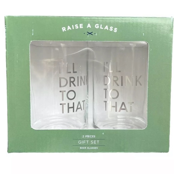 New “I'LL DRINK TO THAT” Two Can Shaped Beer Glass Gift Boxed Set 12 oz (71) - Picture 1 of 2
